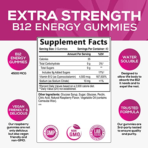 Foto 3 pulgar | Gomitas De Vitamina B12 Nature's Nutrition 4500 Mcg 120 Gomitas - Venta Internacional.