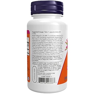 Foto 3 | Suplemento Now Mega D-3 Y Mk-7 5000 Ui/180 Mcg 120 Cápsulas - Venta Internacional.