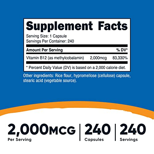 Foto 3 pulgar | Suplemento Nutricost De Vitamina B12 2000 Mcg 240 Cápsulas - Venta Internacional.