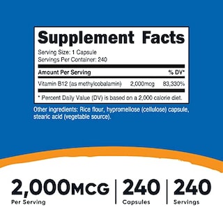 Foto 2 | Suplemento Nutricost De Vitamina B12 2000 Mcg 240 Cápsulas - Venta Internacional.