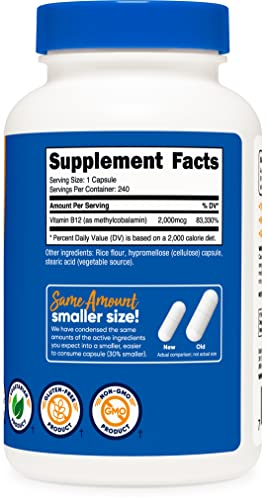 Foto 5 pulgar | Suplemento Nutricost De Vitamina B12 2000 Mcg 240 Cápsulas - Venta Internacional.