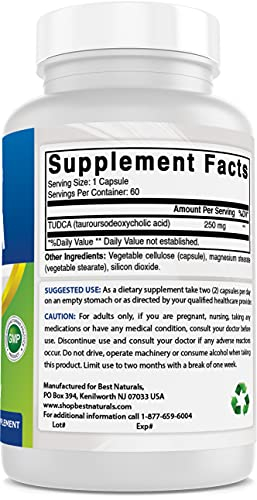Foto 4 pulgar | Suplemento Best Naturals Tudca 250 Mg Tauroursodesoxicólico Ac - Venta Internacional.