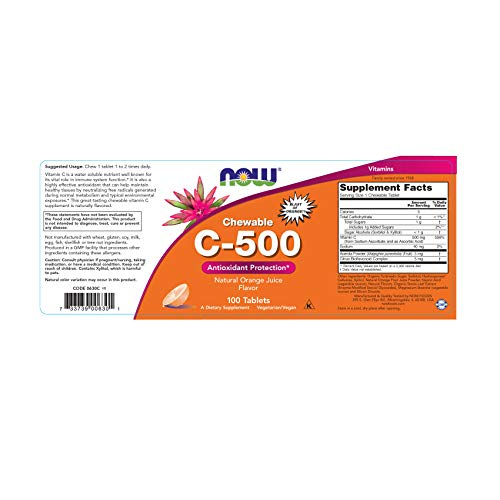 Foto 3 pulgar | Suplemento Now Con Vitamina C-500, Protección Antioxidante, 100 Pastillas - Venta Internacional.