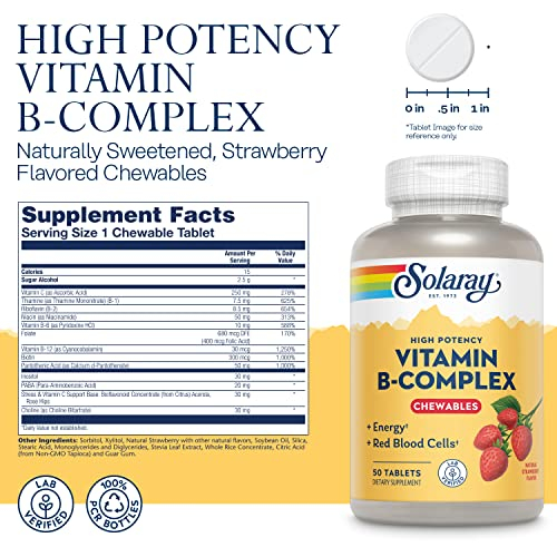 Foto 4 pulgar | Suplemento Solaray De Complejo De Vitamina B Masticables, 50 Tabletas - Venta Internacional.