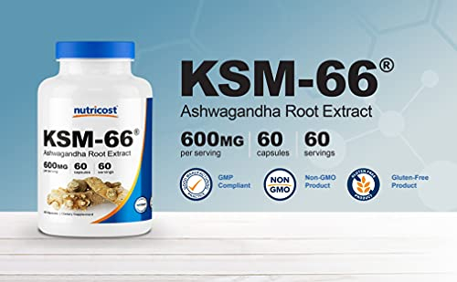 Foto 4 pulgar | Suplemento Nutricost Ksm-66 De Extracto De Raíz De Ashwagandha 600 Mg - Venta Internacional.