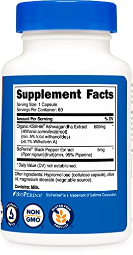 Foto 6 pulgar | Suplemento Nutricost Ksm-66 De Extracto De Raíz De Ashwagandha 600 Mg - Venta Internacional.