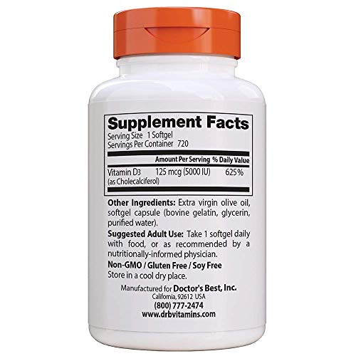 Foto 3 pulgar | Suplemento Doctor's Best de Vitamina D3 5000 Ui 720 Cápsulas - Venta Internacional