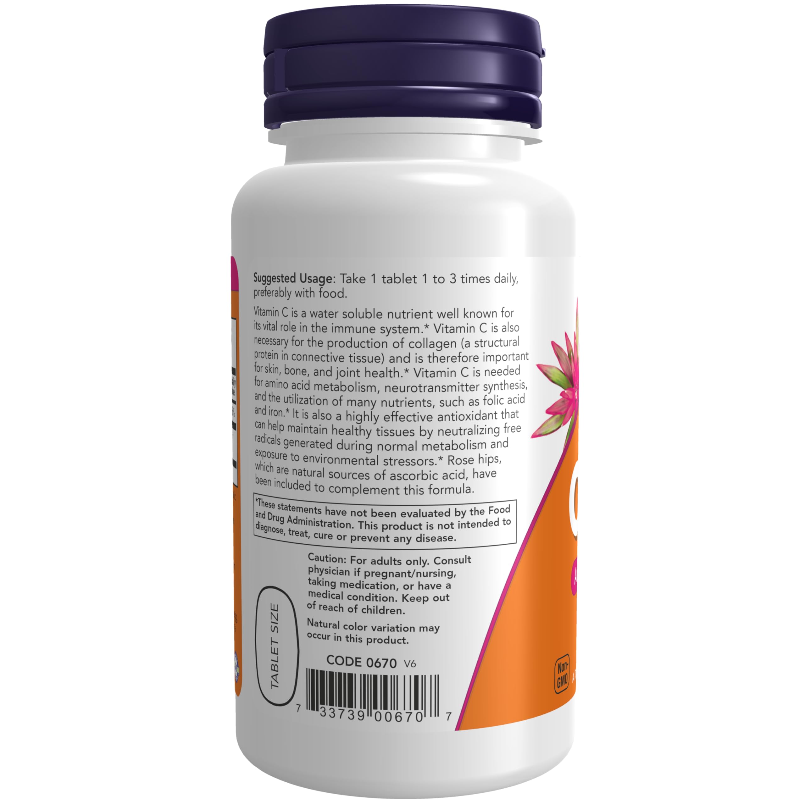 Foto 4 pulgar | Complementa Now Vitamina C-500 Con Escaramujo, 100 Tabletas - Venta Internacional.