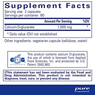 Foto 2 | Suplemento Pure Encapsulations Calcium-d-glucarate 120 Cápsulas - Venta Internacional.