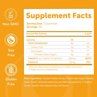 Foto 4 | Complementa Las Gomitas De Vitamina E Lunakai Con Vitamina C 250 Mg 100 - Venta Internacional.
