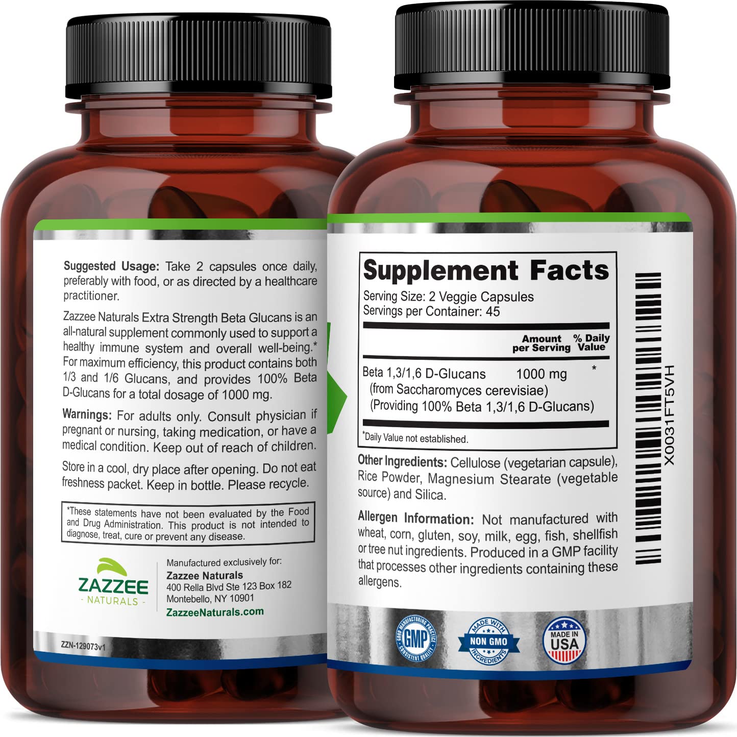 Foto 8 pulgar | Suplemento Zazzee Extra Strength Beta Glucans 1000 Mg - Venta Internacional.