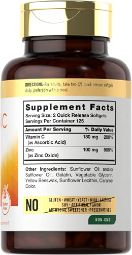 Foto 3 pulgar | Complemente La Vitamina C De Carlyle Con Zinc 250 Cápsulas Blandas - Venta Internacional.