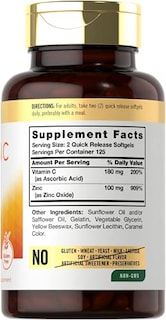 Foto 2 | Complemente La Vitamina C De Carlyle Con Zinc 250 Cápsulas Blandas - Venta Internacional.