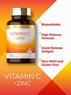 Foto 3 | Complemente La Vitamina C De Carlyle Con Zinc 250 Cápsulas Blandas - Venta Internacional.