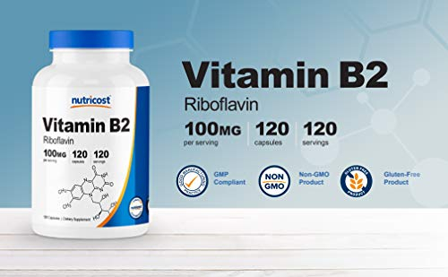 Foto 5 pulgar | Suplemento Nutricost De Vitamina B2 (riboflavina) 100 Mg 120 Cápsulas - Venta Internacional.