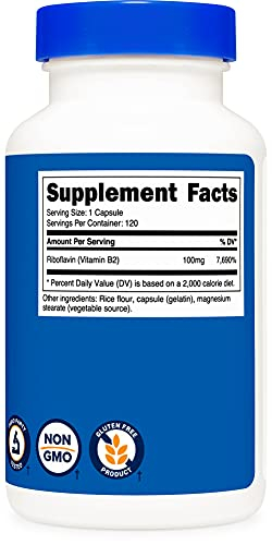 Foto 7 pulgar | Suplemento Nutricost De Vitamina B2 (riboflavina) 100 Mg 120 Cápsulas - Venta Internacional.