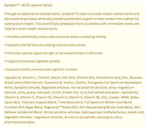 Foto 4 pulgar | Suplemento Youngevity Synaptiv 60 Comprimidos De Dos Capas - Venta Internacional.