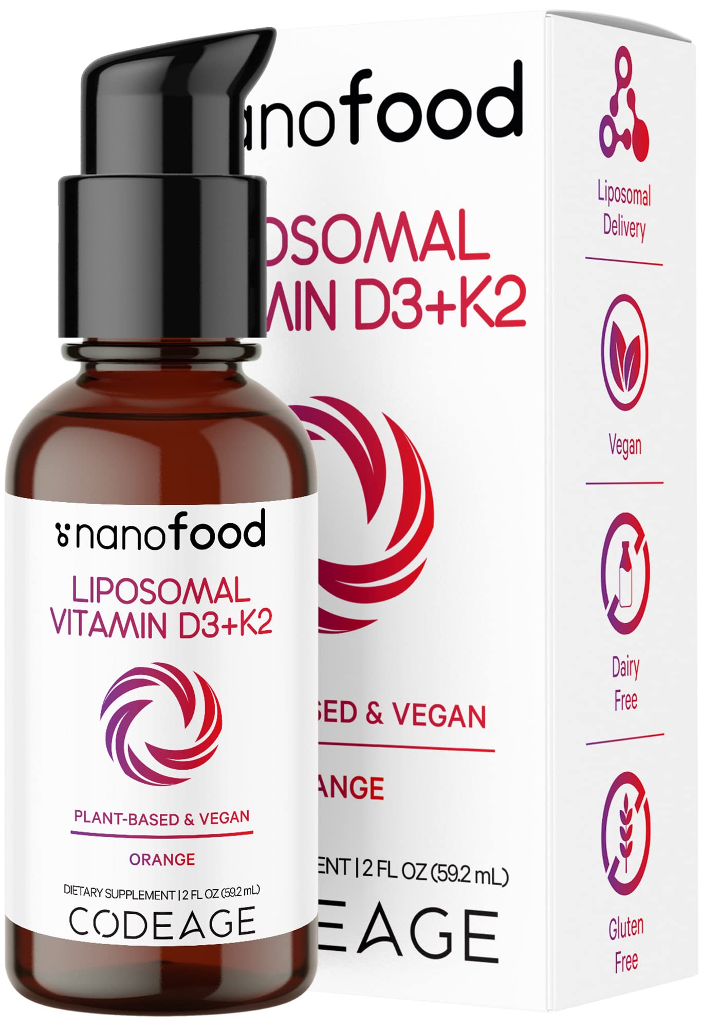 Foto 2 pulgar | Suplemento Líquido De Vitamina D3 K2 Liposomal Codeage, 60 Porciones - Venta Internacional.