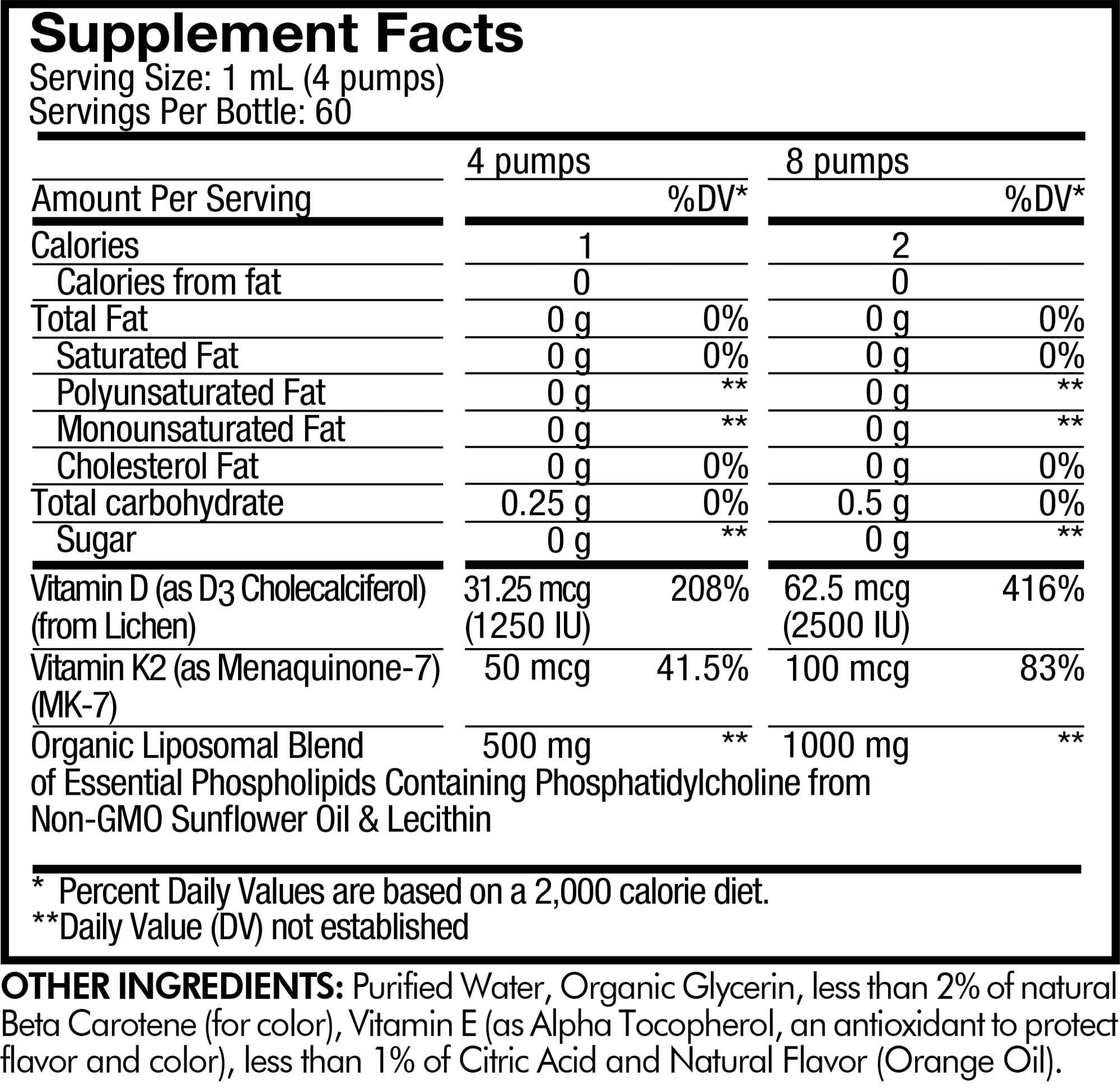 Foto 3 pulgar | Suplemento Líquido De Vitamina D3 K2 Liposomal Codeage, 60 Porciones - Venta Internacional.