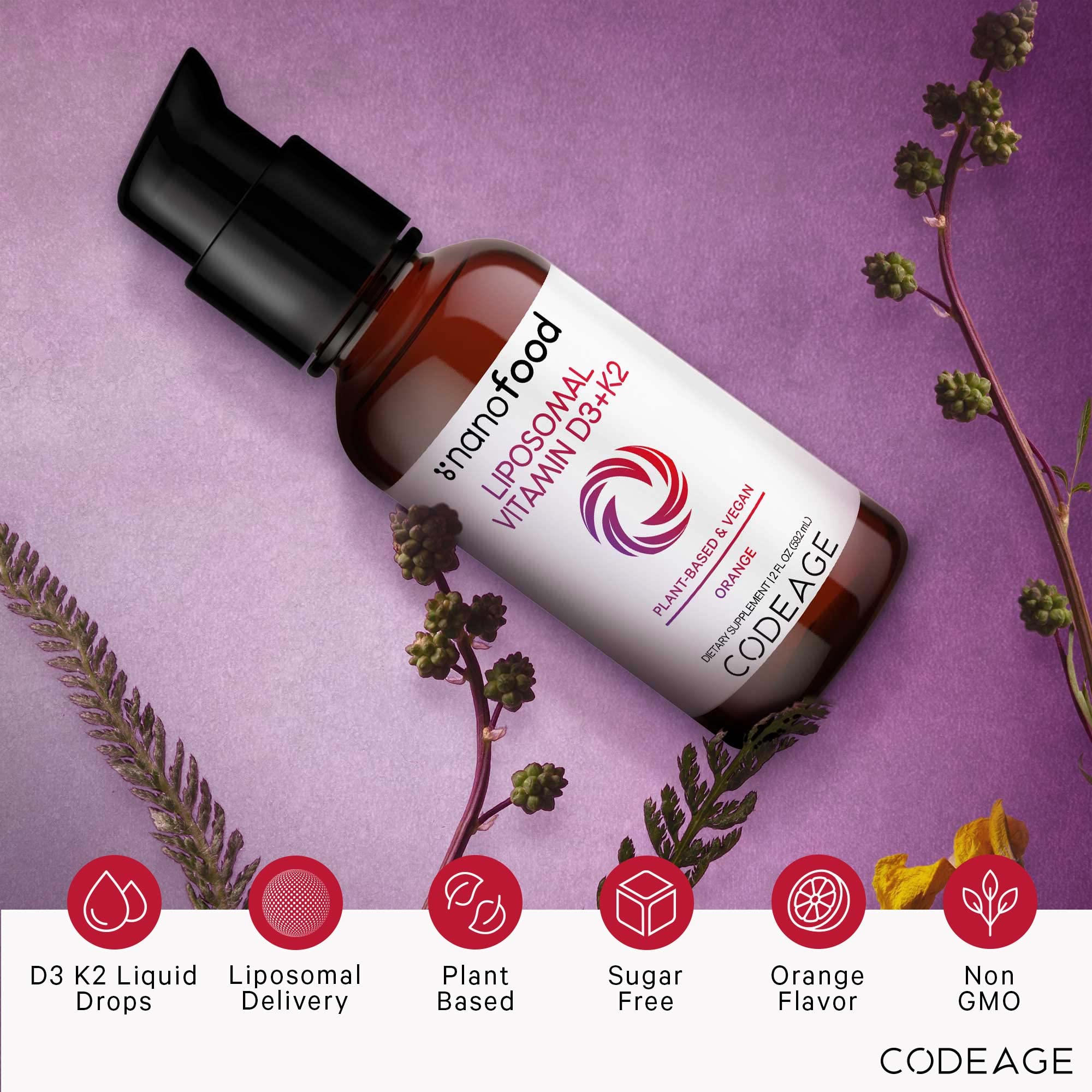 Foto 3 | Suplemento Líquido De Vitamina D3 K2 Liposomal Codeage, 60 Porciones - Venta Internacional.