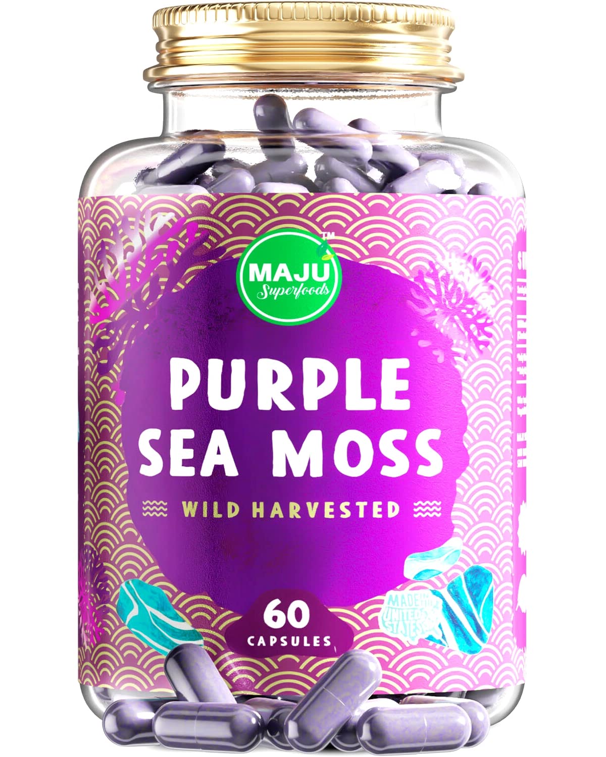 Foto 2 pulgar | Cápsulas De Musgo Marino Maju Powerful Purple, 60 Quilates, Extra Fuertes - Venta Internacional.
