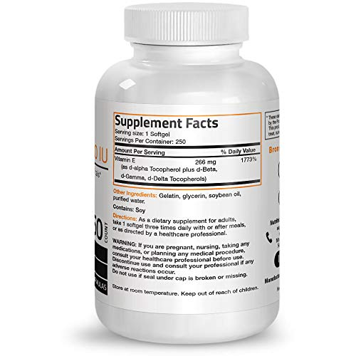 Foto 3 pulgar | Suplemento Bronson Natural Vitamina E Complex 400 Ui 250 Soft - Venta Internacional.