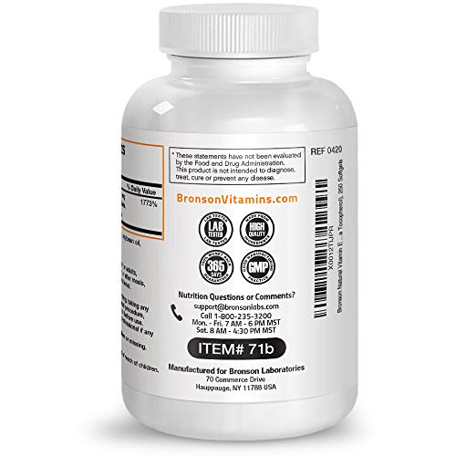 Foto 8 pulgar | Suplemento Bronson Natural Vitamina E Complex 400 Ui 250 Soft - Venta Internacional.