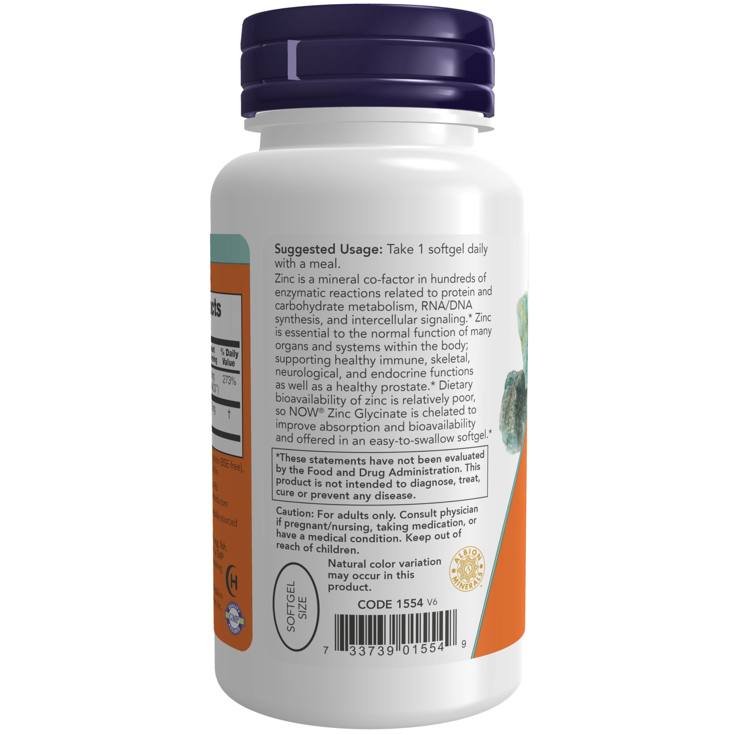 Foto 4 pulgar | Complementa Ahora Glicinato De Zinc Con 250 Mg De Aceite De Semilla De Calabaza 120  - Venta Internacional.