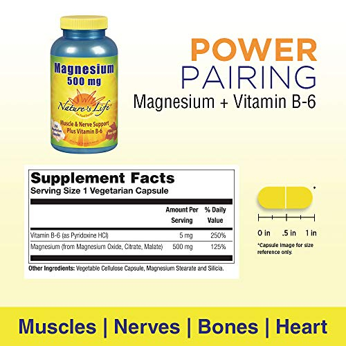 Foto 3 pulgar | Suplemento De 500 Mg De Magnesio De Nature's Life Para Huesos Y Músculos - Venta Internacional.