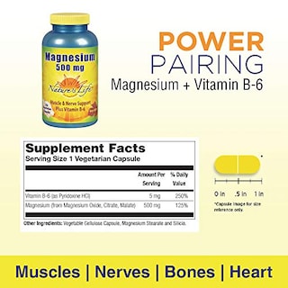 Foto 2 | Suplemento De 500 Mg De Magnesio De Nature's Life Para Huesos Y Músculos - Venta Internacional.