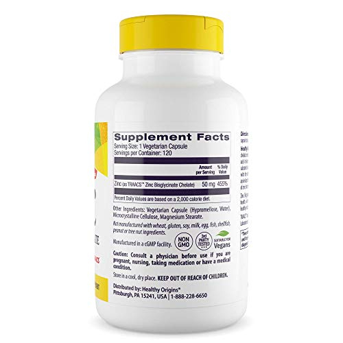 Foto 4 pulgar | Suplemento De Quelato De Bisglicinato De Zinc De Healthy Origins 50 Mg 12 - Venta Internacional.