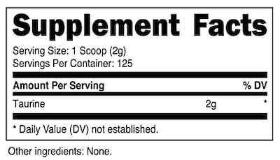 Foto 2 | Suplemento Nutricost De Taurina En Polvo 250 G - 125 Porciones - Venta Internacional.