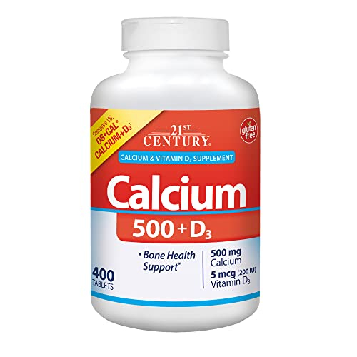 Suplemento De Calcio 21st Century Calcium 500 Mg + D3 400 Table - Venta Internacional.