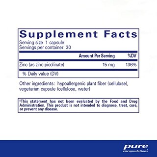 Foto 2 | Suplemento De Zinc Pure Encapsulations De 15 Mg Con 30 Cápsulas - Venta Internacional.