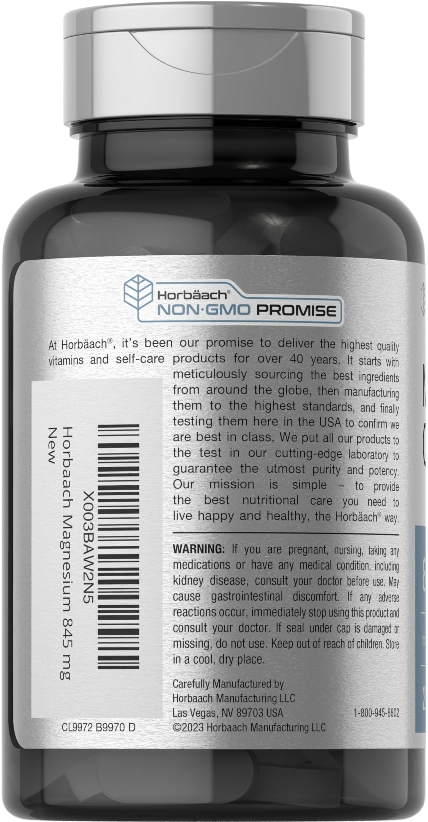 Foto 4 pulgar | Suplemento Horbäach Magnesio 250 Mg 200 Cápsulas Recubiertas - Venta Internacional.