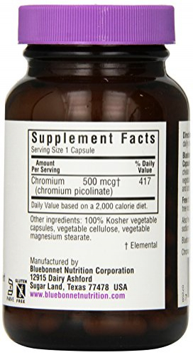 Foto 3 pulgar | Suplemento Bluebonnet Nutrition Picolinato De Cromo 500 Mcg 1 - Venta Internacional.