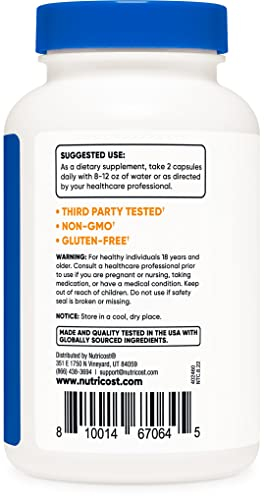 Foto 4 pulgar | Suplemento Nutricost Uña De Gato 1000 Mg 120 Cápsulas - Venta Internacional.