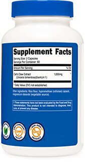 Foto 4 | Suplemento Nutricost Uña De Gato 1000 Mg 120 Cápsulas - Venta Internacional.