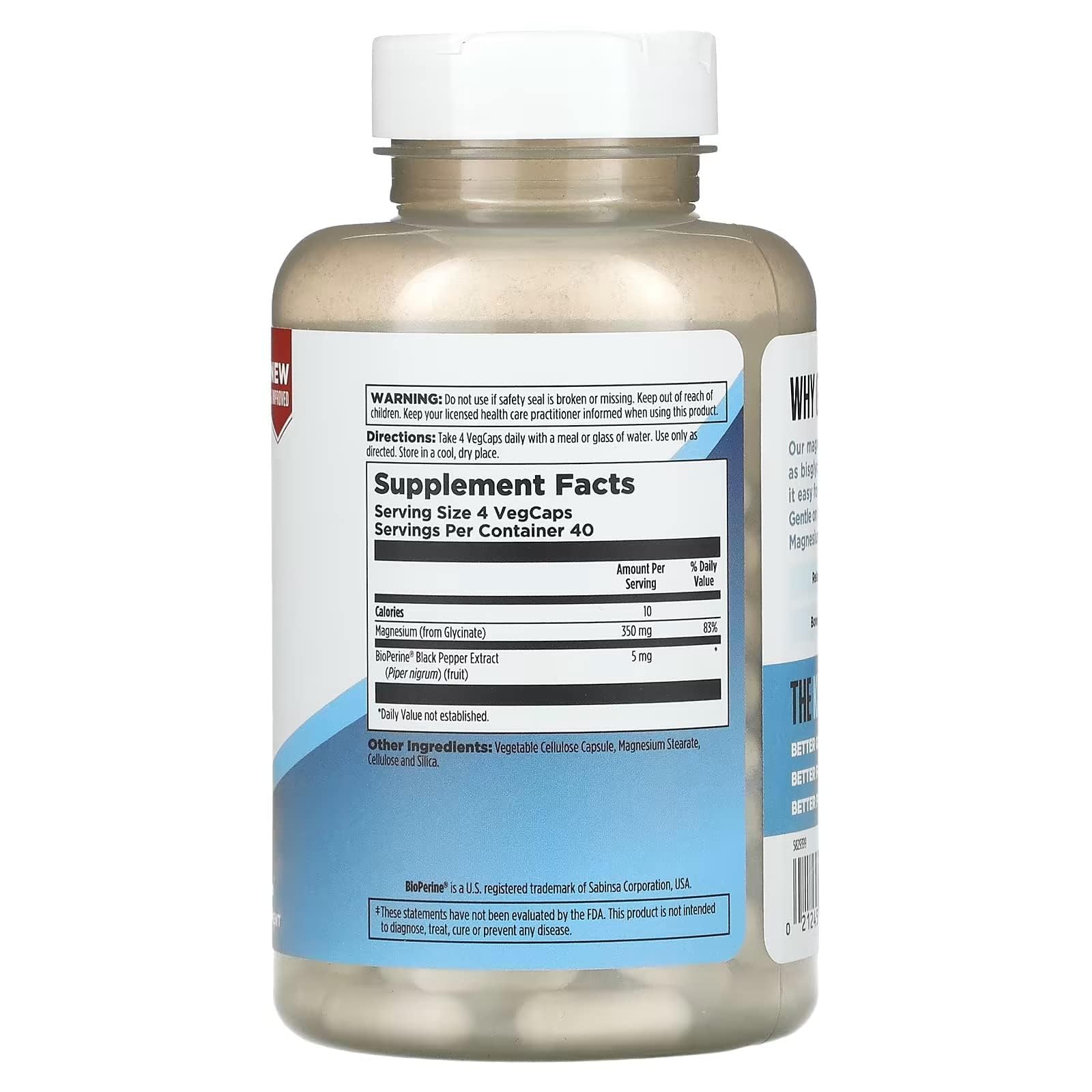 Foto 3 pulgar | Suplemento Kal En Cápsulas De Glicinato De Magnesio 350 Mg - Venta Internacional.