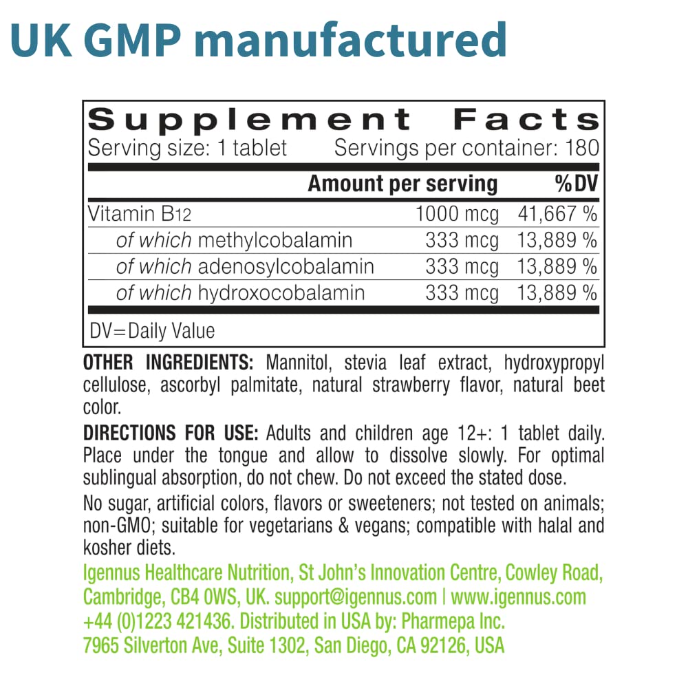 Foto 7 pulgar | Suplemento Igennus Healthcare Nutrition Super B12 Complex - Venta Internacional.