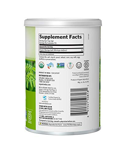 Foto 3 pulgar | Suplemento En Polvo Organic India Moringa Herbal 250 Ml - Venta Internacional.