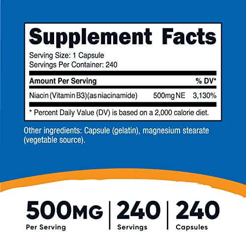 Foto 3 pulgar | Suplemento Nutricost De Niacinamida (vitamina B3) 500 Mg 240 Cápsulas - Venta Internacional.
