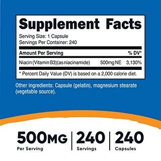 Foto 2 | Suplemento Nutricost De Niacinamida (vitamina B3) 500 Mg 240 Cápsulas - Venta Internacional.