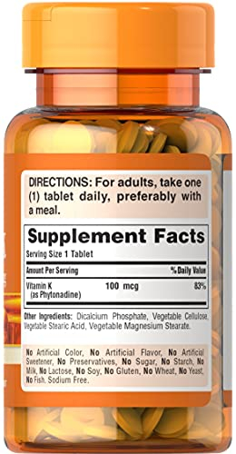 Foto 3 | Suplemento Puritan's Pride De Vitamina K De 100 Mcg Para Huesos Y Articulaciones - Venta Internacional.