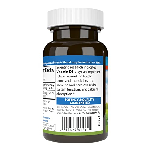 Foto 4 pulgar | Suplemento Carlson De Vitamina D3 2000 Ui (50 Mcg) 120 Cápsulas Blandas - Venta Internacional.