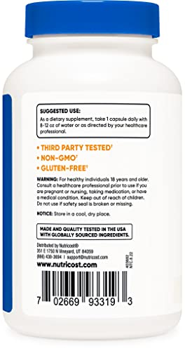 Foto 4 pulgar | Suplemento Nutricost De Ácido Fólico (vitamina B9) 1000 Mcg 240 Cápsulas - Venta Internacional.
