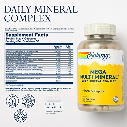 Foto 2 | Suplemento Solaray Mega Multi Mineral 200 Cápsulas - Venta Internacional.