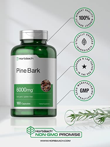 Foto 6 | Suplemento De Extracto De Corteza De Pino Horbaach 6000 Mg 180 Cápsulas - Venta Internacional.