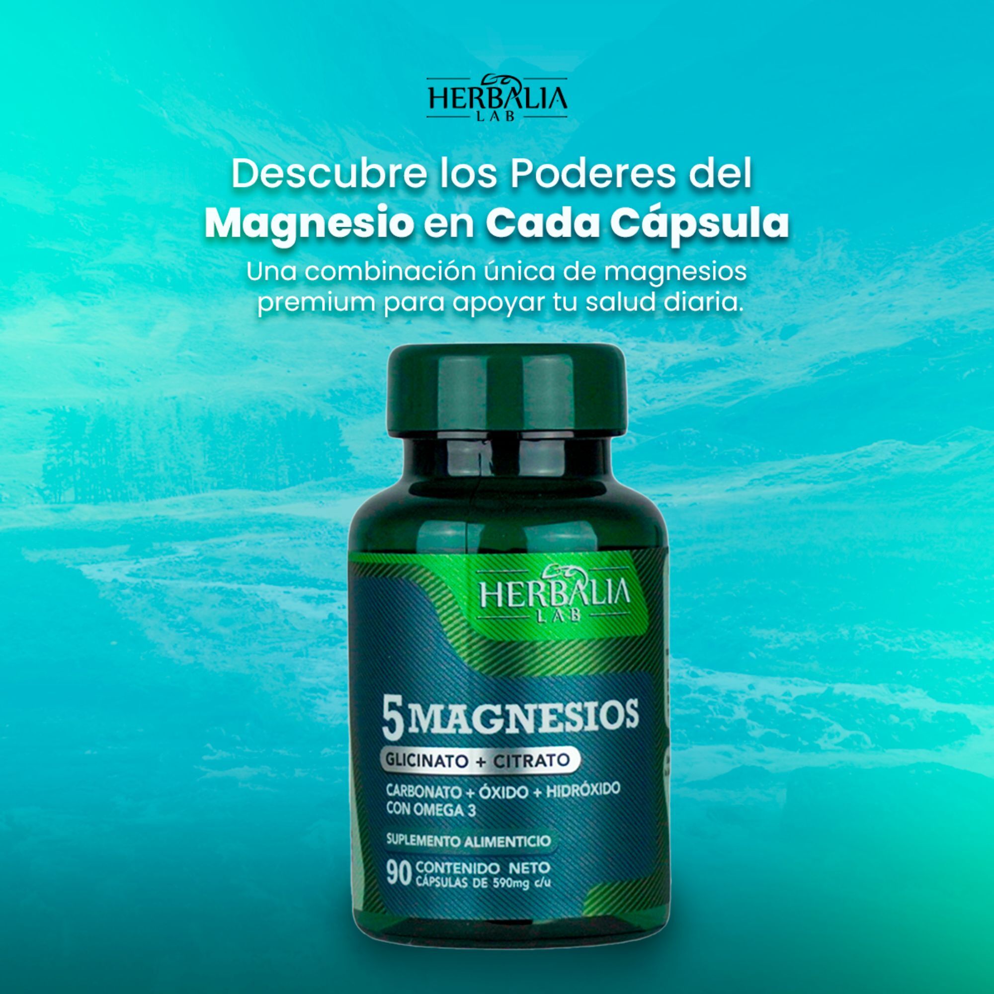 Foto 4 | Suplemento Alimenticio Herbalia Lab 5 Magnesios