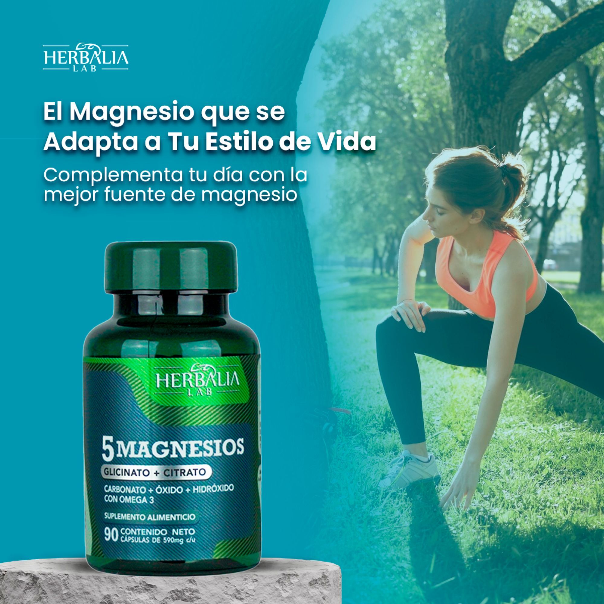 Foto 5 | Suplemento Alimenticio Herbalia Lab 5 Magnesios